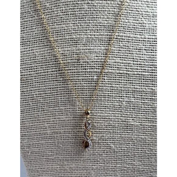 NEW PAJ BB CZ Necklace 17.5” Infinity Pendant Gold Plated Cable Chain - Picture 2 of 7